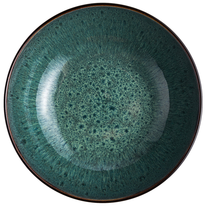 Green Peacock Whorl Inspired Ceramic Plates