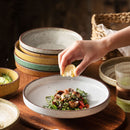 Retro Ceramic Shallow Plate For Dessert Salad Soup