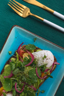 Ice Cracking Glaze Blue Ceramic Plates