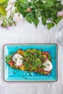 Ice Cracking Glaze Blue Ceramic Plates