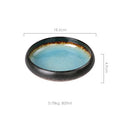 Ice Split Glaze Blue Ceramic Plates