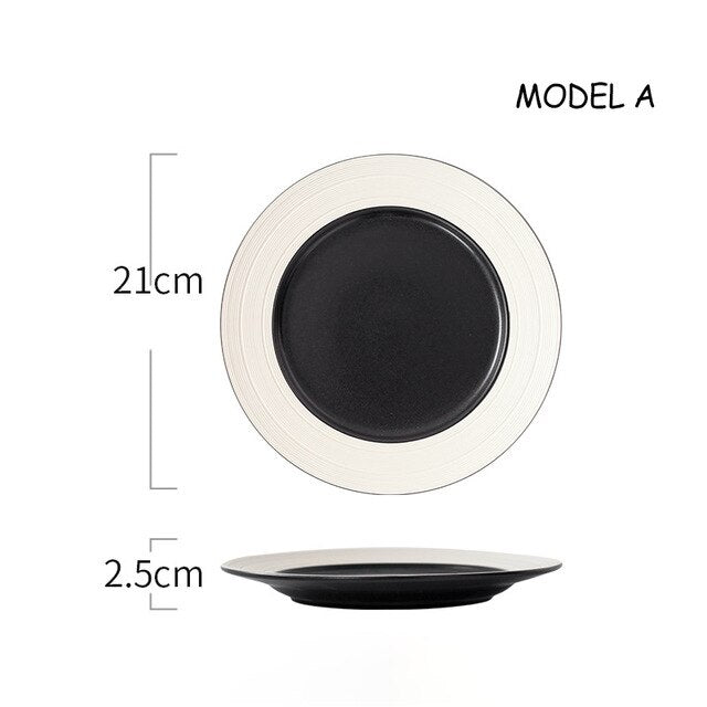 Japanese Inspired Black and White Ceramic Plates