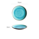 Ice Cracking Glaze Blue Ceramic Plates