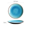 Ice Cracking Glaze Blue Ceramic Plates