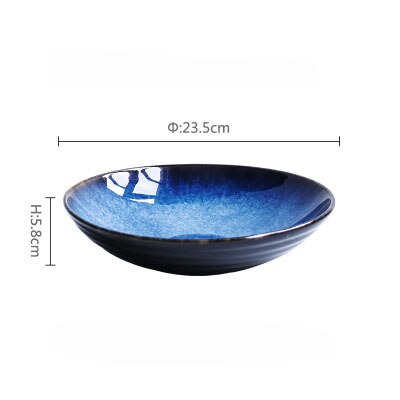 Big Deep Blue Ceramic Plate 1000ml