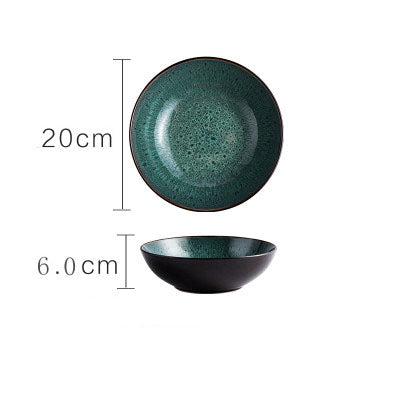 Green Peacock Whorl Inspired Ceramic Plates