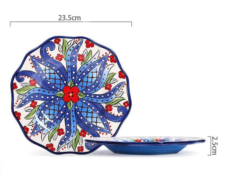 Hand-Painted Porcelain Lotus Shaped Flower Edition Plates