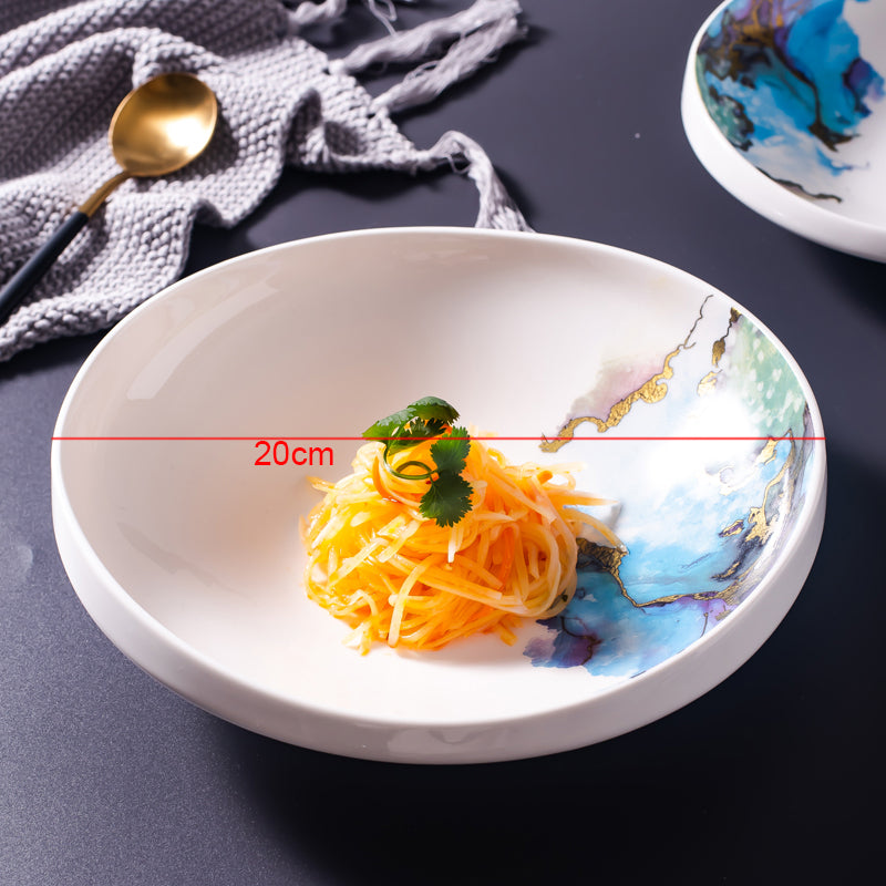 Ceramic Dinner Plates with Sea Pattern